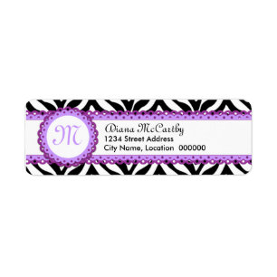 Zebra Print en Paarse logo Etiket
