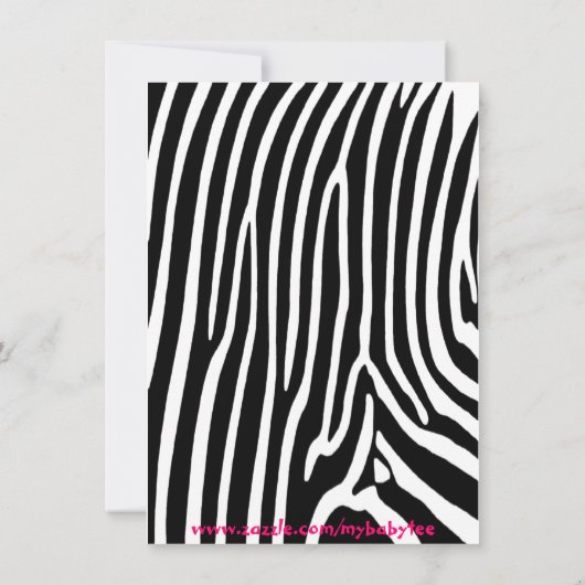 Zebra print en roze diva 3e verjaardagsuitnodiging kaart (Achterkant)