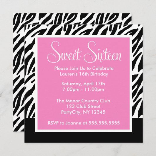 Zebra Print en Roze Kaart (Voorkant / Achterkant)