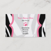 Zebra Print en roze oorkonde tandbaars Visitekaartje (Achterkant)