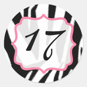 Zebra Print en Roze Verjaardag Sticker
