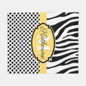 Zebra Print en Stip Patroon Fleece Deken (Voorkant (Horizontaal))