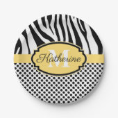 Zebra Print en Stip Patroon Papieren Bordje (Voorkant)