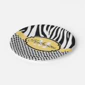 Zebra Print en Stip Patroon Papieren Bordje (Gekanteld)