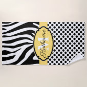 Zebra Print en Stip Patroon Strandlaken (Voorkant)