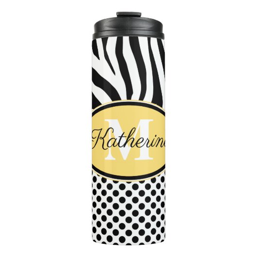 Zebra Print en Stip Patroon Thermosbeker (Voorkant)
