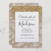 Zebra Print Faux Gold Glitter Kaart (Voorkant / Achterkant)