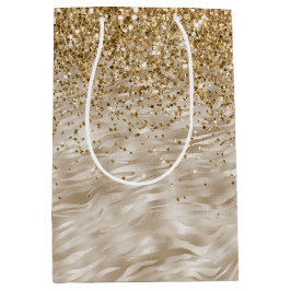 Zebra Print Faux Gold Glitter Medium Cadeauzakje