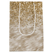 Zebra Print Faux Gold Glitter Medium Cadeauzakje (Achterkant)