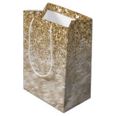 Zebra Print Faux Gold Glitter Medium Cadeauzakje (Achterkant Gekanteld)