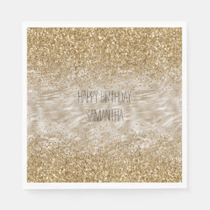 Zebra Print Faux Gold Glitter Servet