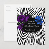 Zebra Print Floral Design Briefkaart Proverbs 3:5- (Voorkant / Achterkant)