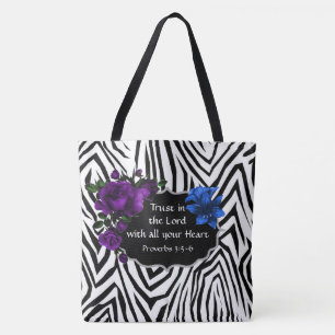 Zebra Print Floral Design Tas Proverbs 3:5-6