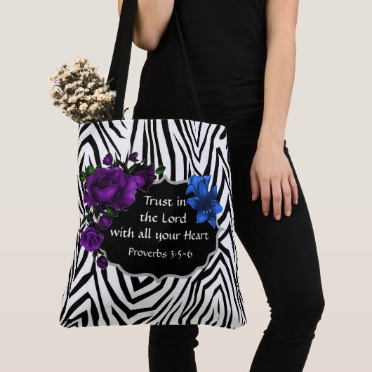Zebra Print Floral Design Tas Proverbs 3:5-6 (Dichtbij)