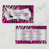 Zebra Print Fuchsia Black Glitter Cosmetology Visitekaartje (Voorkant / Achterkant)