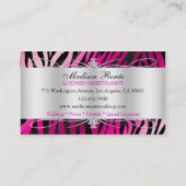 Zebra Print Fuchsia Black Glitter Cosmetology Visitekaartje (Achterkant)