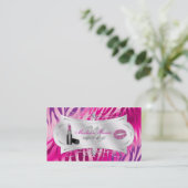 Zebra Print Fuchsia Lavender Glitter Cosmetoloog Visitekaartje (Staand voorkant)