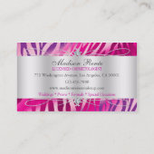 Zebra Print Fuchsia Lavender Glitter Cosmetoloog Visitekaartje (Achterkant)