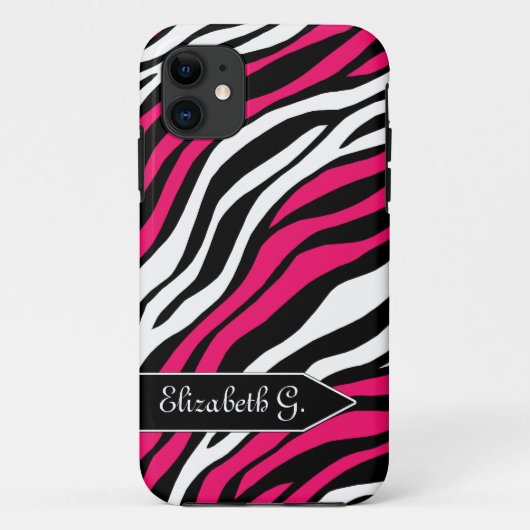 Zebra Print Fuchsia Mix iPhone 5 Hoesje (Achterkant)
