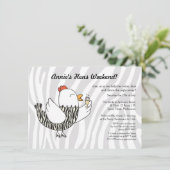 Zebra Print Funny Hen - Hens Party Bachelorette Kaart (Staand voorkant)