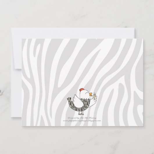 Zebra Print Funny Hen - Hens Party Bachelorette Kaart (Achterkant)