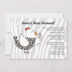 Zebra Print Funny Hen - Hens Party Bachelorette Kaart