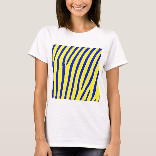 Zebra Print (geel en blauw) T-shirt (Voorkant)
