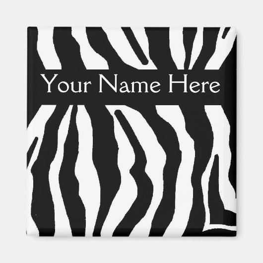 Zebra Print gepersonaliseerde naam magneet (Voorkant)