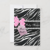 Zebra Print Girl Baby shower Kaart (Voorkant)