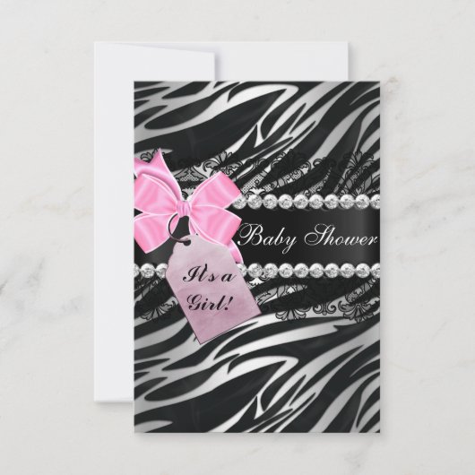 Zebra Print Girl Baby shower Kaart (Voorkant)