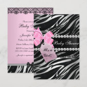 Zebra Print Girl Baby shower Kaart (Voorkant / Achterkant)
