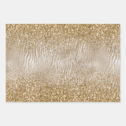 Zebra Print Glam Gold Inpakpapier Vel (Voorkant)
