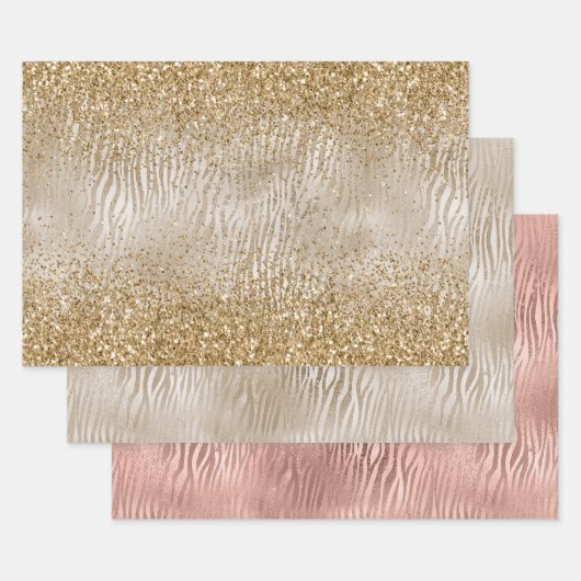 Zebra Print Glam Gold Inpakpapier Vel (Set)