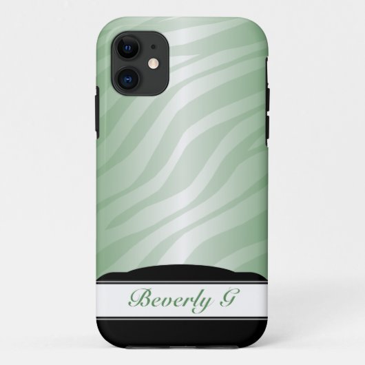 Zebra Print Green Fusion Custom iPhone 5 Hoesje (Achterkant)