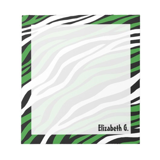 Zebra Print Green Mix Personalized Notitieblok (Voorkant)