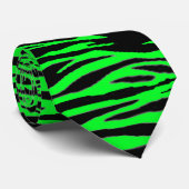 Zebra Print GREEN NEON RAVE STROPDAS (Opgerold)
