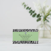 zebra print groen met hartvormige diamant visitekaartje (Staand voorkant)