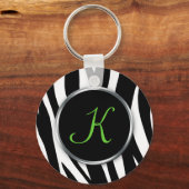 Zebra Print : Groene monogram : Sleutelhanger (Voorkant)
