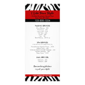 Zebra Print, Hair Salon prijslijst Reclamekaart (Achterkant)