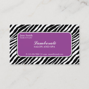 Zebra Print Hair Stylist Hairdresser Salon Paars Visitekaartje