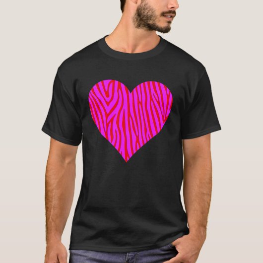 Zebra Print Hart Liefde Graphic Leuke Valentijnsda T-shirt (Voorkant)