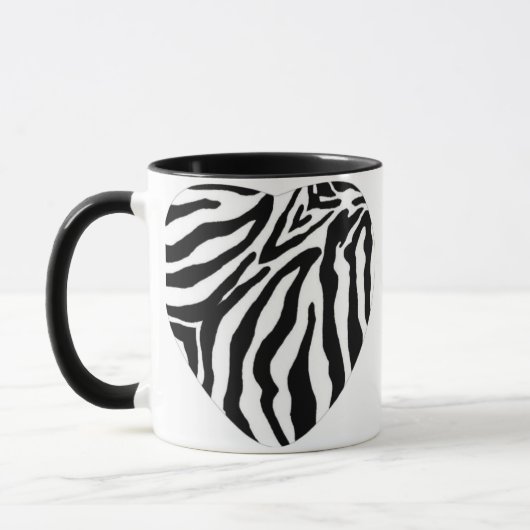 Zebra Print Heart Coffee Cup Mok (Links)