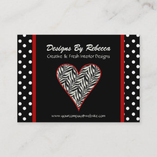 Zebra Print Heart met Polka Dots Visitekaartje