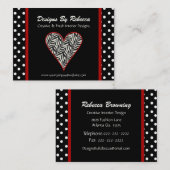 Zebra Print Heart met Polka Dots Visitekaartje (Voorkant / Achterkant)