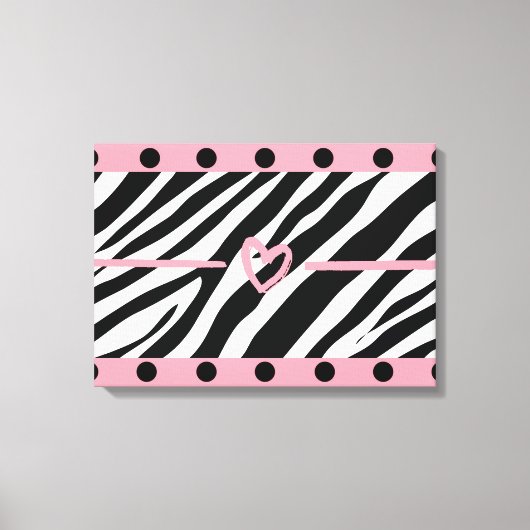 Zebra Print Heart Polkadots Wall Art (Voorkant)