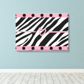 Zebra Print Heart Polkadots Wall Art (Insitu (Houten vloer))