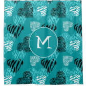 Zebra Print Hecht Blauwgroen wit monogram Douchegordijn (Voorkant)