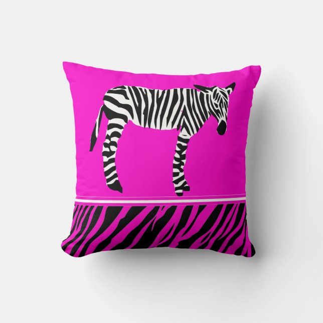 zebra print heldere roze kussen kussens (Voorkant)