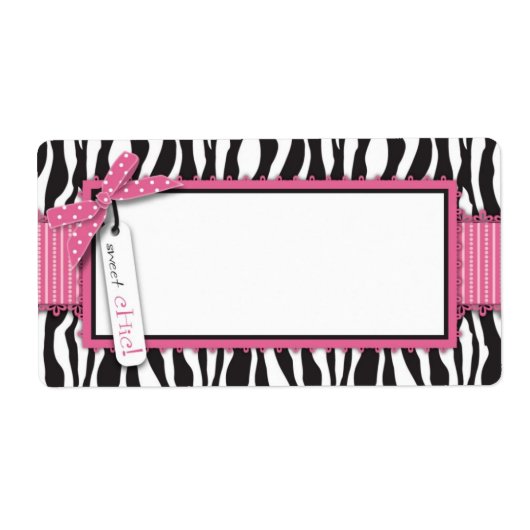 Zebra Print & Hot Pink Accent Naam Tag Etiket (Voorkant)