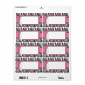 Zebra Print & Hot Pink Accent Naam Tag Etiket (Full Sheet)